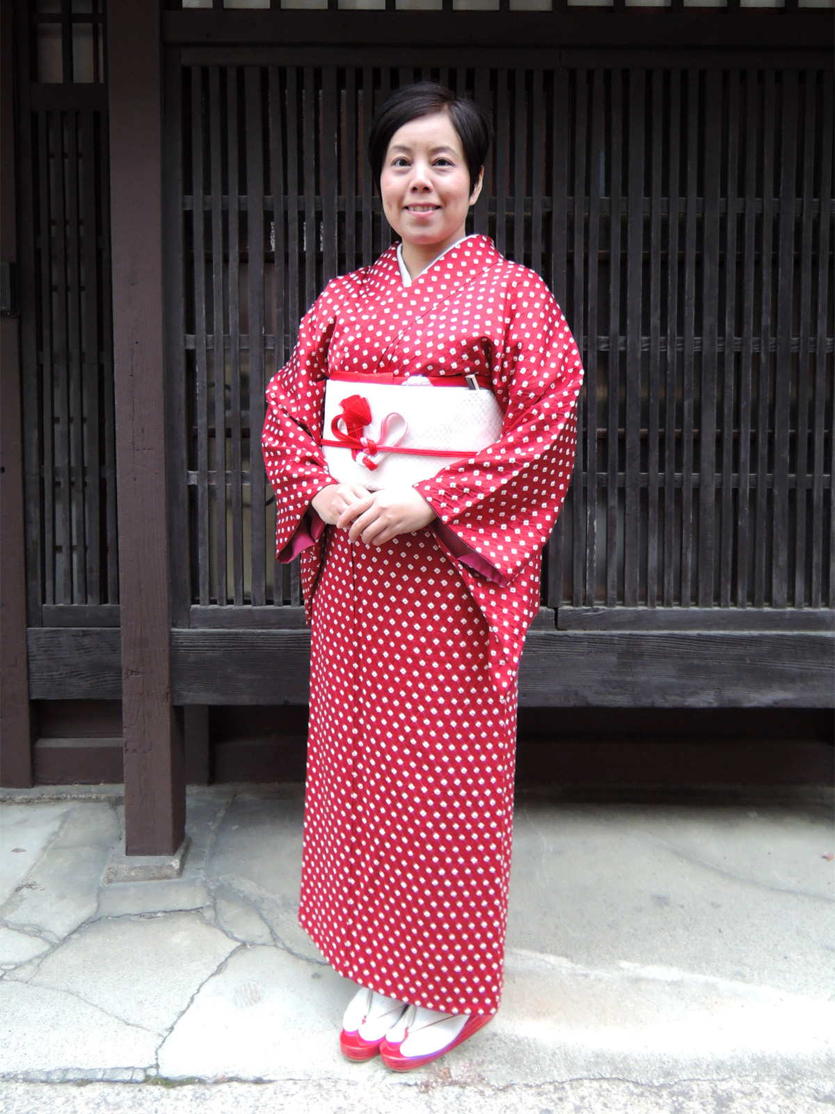 一乃倉 臈纈ろうけつ染 色無地 市松模様 袷 - 着物